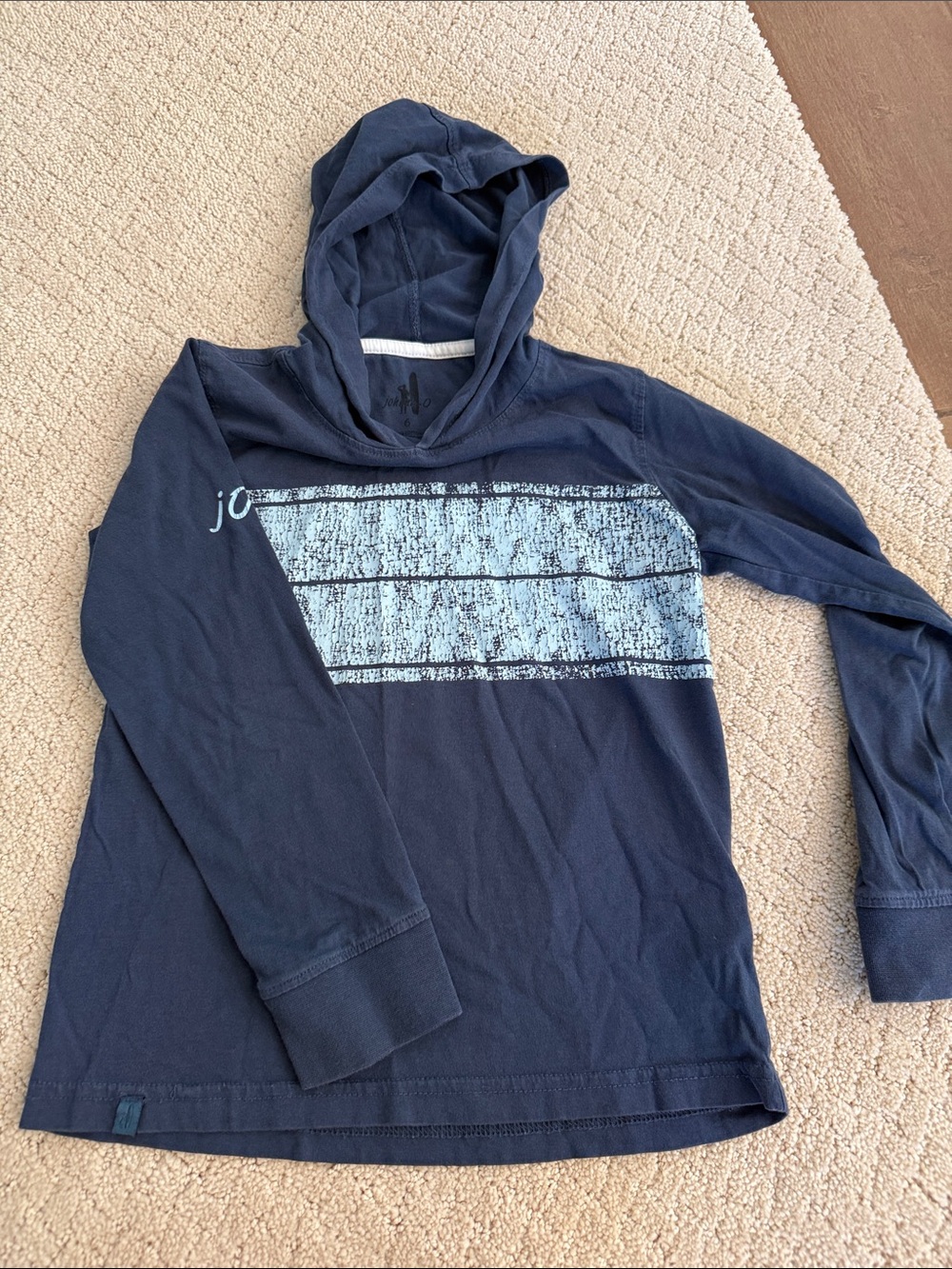 johnnie-O Navy Hoodie with Light Blue Stripe